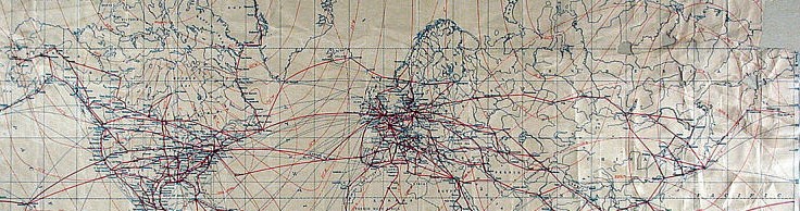 World map with airmail routes