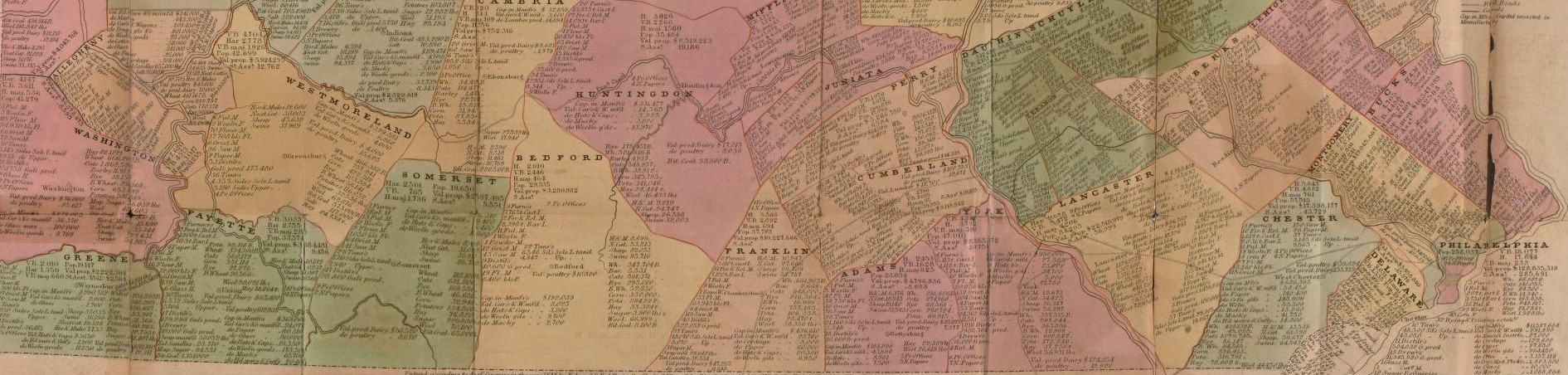 Industrial and political map of Pennsylvania. 1808-1893
