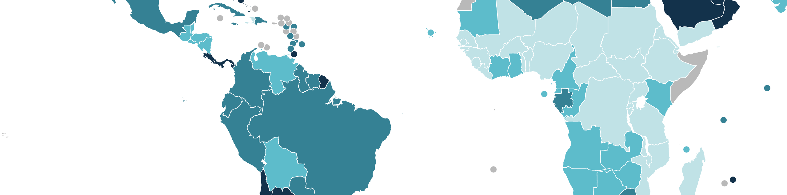 Selection of a map (South America and Africa) from the United Nations Human Development Indicators 2021-22 report